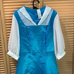 blue anastasia dress Blue Linen Princess Dress – Belle Inspired Maxi Party Dress 1659 Blue / S main image 1